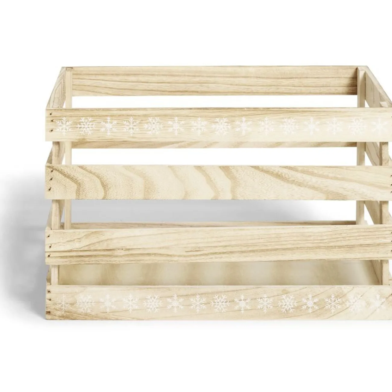 Gifi Rangement|Cagette en bois motif flocon blanc 38x28xH23cm