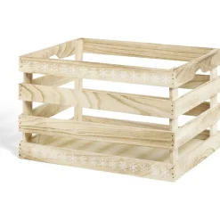 Gifi Rangement|Cagette en bois motif flocon blanc 38x28xH23cm