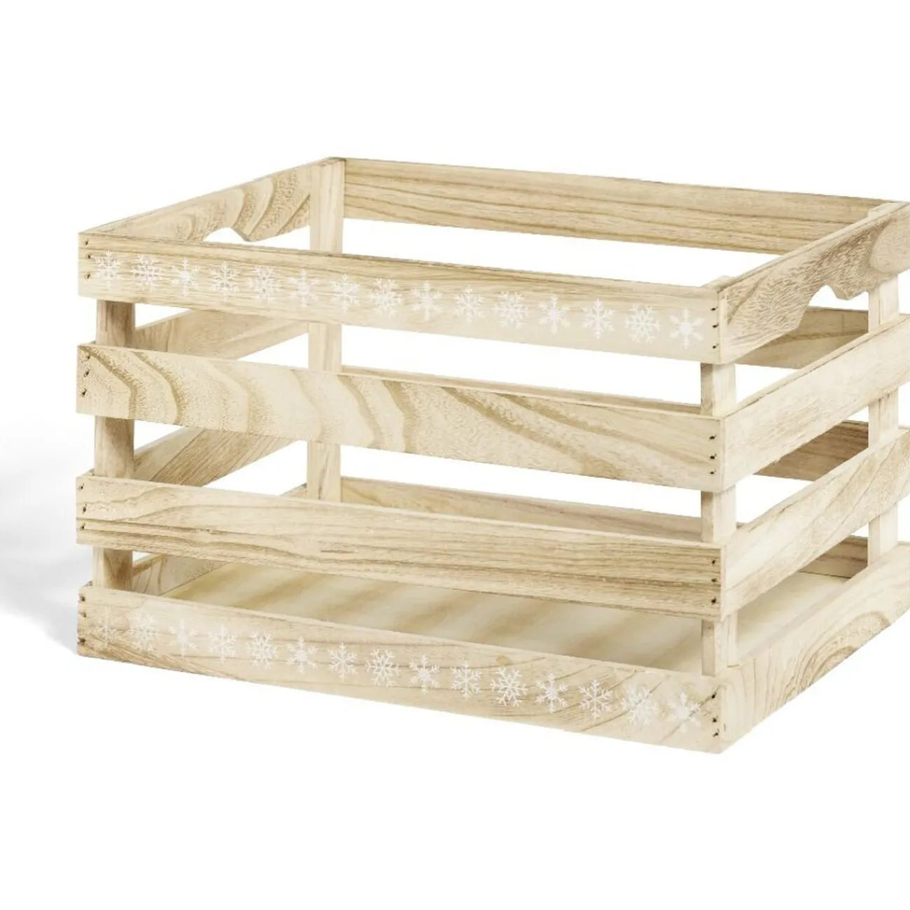 Gifi Rangement|Cagette en bois motif flocon blanc 38x28xH23cm