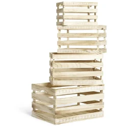 Gifi Rangement|Cagette en bois motif flocon blanc 38x28xH23cm