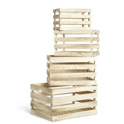 Gifi Rangement|Cagette en bois motif flocon blanc 44x33xH25cm