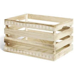 Gifi Rangement|Cagette en bois motif flocon blanc 44x33xH25cm