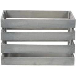 Gifi Rangement|Caisse de rangement en bois gris