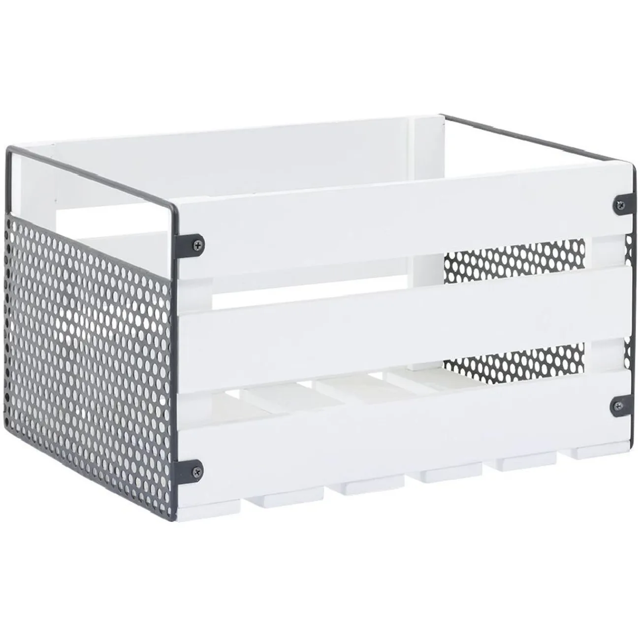 Gifi Rangement|Caisse de rangement en bois et métal - L32,5 x l18 x H24 cm