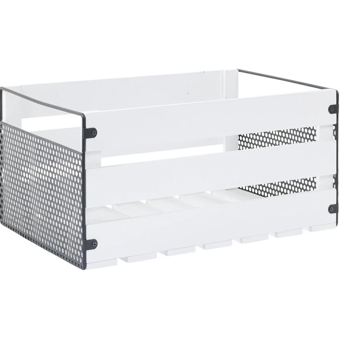 Gifi Rangement|Caisse de rangement en bois et métal - L41 x l20 x H28 cm