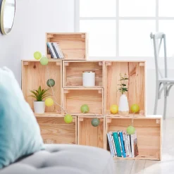 Gifi Rangement|Caisse en bois pin massif à monter soi-même petit modèle