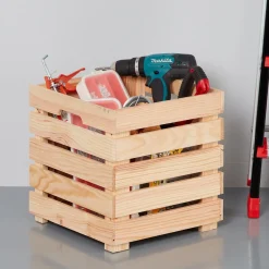 Gifi Rangement|Caisse en bois pin massif à monter soi-même modèle carré