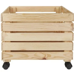 Gifi Rangement|Caisse en bois pin massif roulette à monter grand modèle