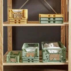 Gifi Rangement|Caisse pliable avec porte-étiquette vert L25xl16,5xH10cm