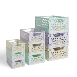 Gifi Rangement|Caisse pliable vert pastel 3,4L - 24x17xH10cm