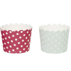 Gifi Caissette à muffin en carton rose vert décor pois blanc x25