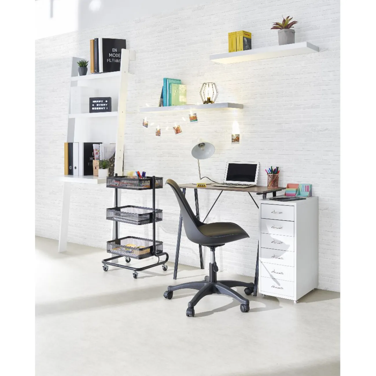 Gifi Rangement|Caisson métallique 6 tiroirs 4 roues blanc