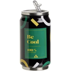 Gifi Canette isotherme acier et plastique vert 260ml Ø6,5xH13,5cm