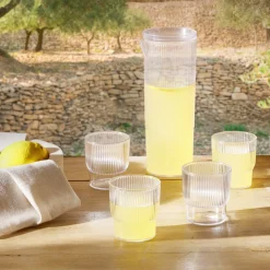 Gifi Carafe 1,1L + 4 verres 300mL polystyrène et silicone transparent