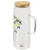 Gifi Carafe verre transparent motif citron avec bouchon bambou 1L Ø9xH23cm