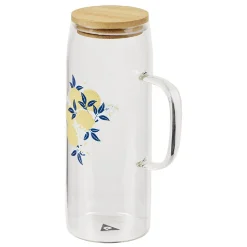 Gifi Carafe verre transparent motif citron avec bouchon bambou 1L Ø9xH23cm