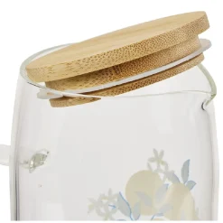 Gifi Carafe verre transparent motif citron avec bouchon bambou 1L Ø9xH23cm