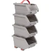 Gifi Rangement|Casier de rangement superposable gris et rouge x4