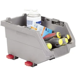 Gifi Rangement|Casier de rangement superposable gris et rouge x4