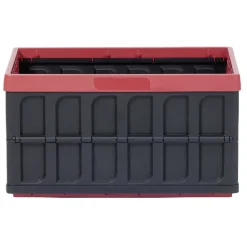 Gifi Rangement|Casier pliant avec couvercle noir et rouge bordeaux 46 L