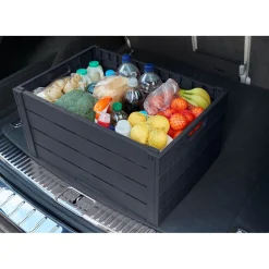 Gifi Rangement|Casier pliant imitation bois gris foncé