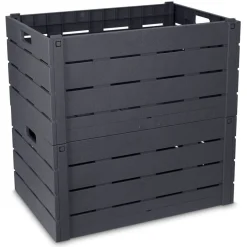 Gifi Rangement|Casier pliant imitation bois gris foncé