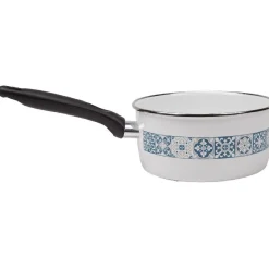 Gifi Casserole anti-adhésive acier émaillé blanc crème et bleu