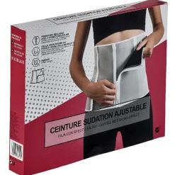 Gifi Bien-Être^Ceinture de sudation ajustable fitness noir et grise