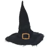 Gifi Beauté^Chapeau de sorcière noir à poils avec ornement doré