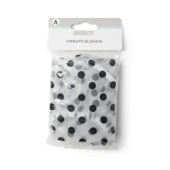 Gifi Aménagement Salle De Bain^Charlotte de douche à pois plastique blanc et noir