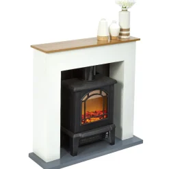 Gifi Chauffage^Cheminée chauffante decorative encadrement blanc