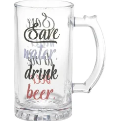 Gifi Chope à bière verre transparent inscription Je me fais mousser