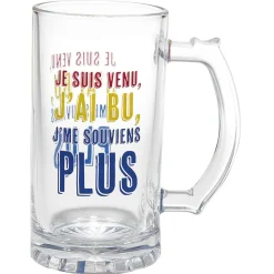 Gifi Chope à bière verre transparent inscription Champion de levée de coude