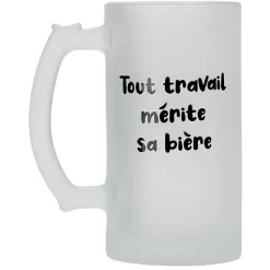Gifi Chope de bière en verre imprimé humour