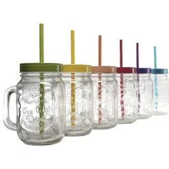 Gifi Chope transparente avec couvercle coloré et paille X 6