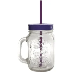 Gifi Chope transparente avec couvercle coloré et paille X 6