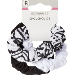 Gifi Beauté^Chouchou en maille noir et blanc x3