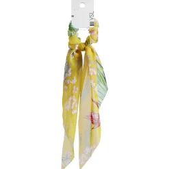 Gifi Beauté^Chouchou foulard jaune motif tropical vert et corail