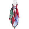 Gifi Beauté^Chouchou foulard rouge motif tropical vert et bleu