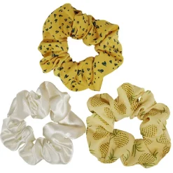 Gifi Beauté^Chouchou jaune et blanc à motifs Ø10cm x3