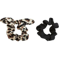 Gifi Beauté^Chouchou noeud noir et motif léopard x 2