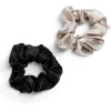 Gifi Beauté^Chouchou scrunchie satiné noir uni et beige uni x2