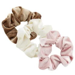 Gifi Beauté^Chouchou velours marron rose blanc x3