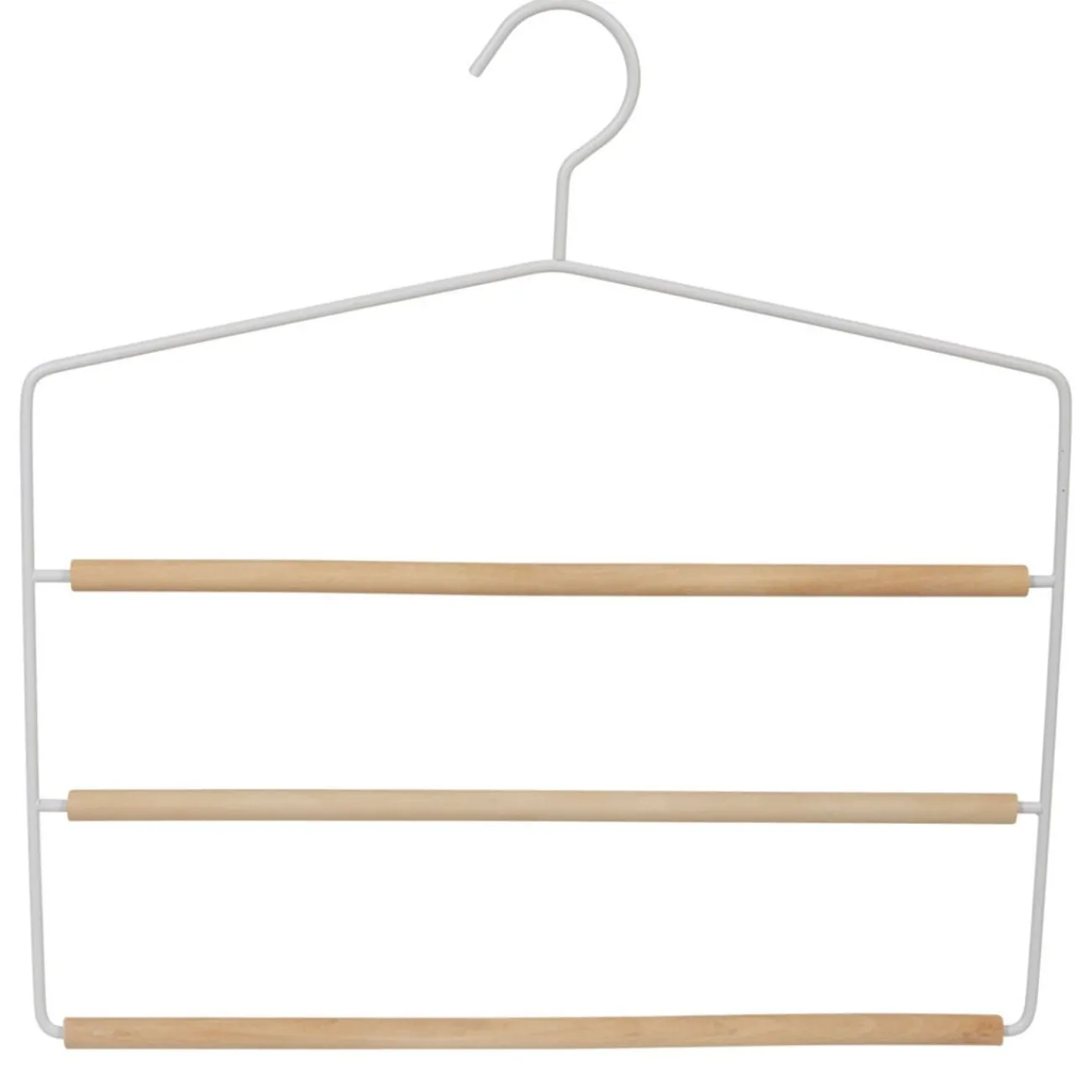 Gifi Rangement|Cintre 3 pantalons blanc et bois