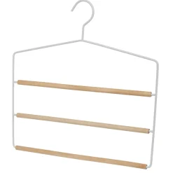 Gifi Rangement|Cintre 3 pantalons blanc et bois