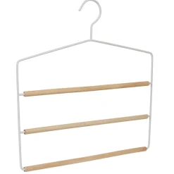 Gifi Rangement|Cintre 3 pantalons blanc et bois