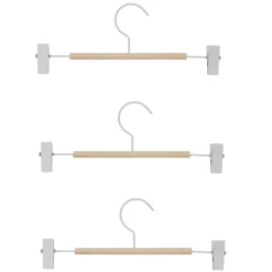 Gifi Rangement|Cintre à pinces blanc et bois x 3