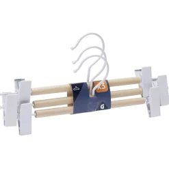 Gifi Rangement|Cintre à pinces en bois naturel et blanc x3