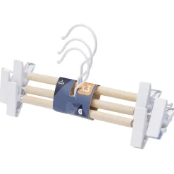 Gifi Rangement|Cintre à pinces en bois naturel et blanc x3