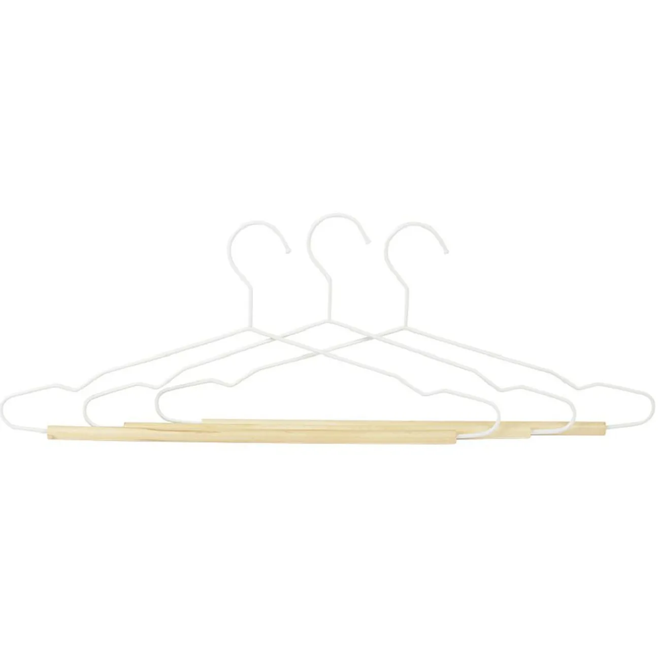 Gifi Rangement|Cintre en métal blanc et bois x3